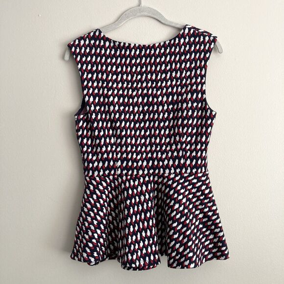 Eri + Ali Womens Medium Effie Peplum Blouse Square Neck Ponte Knit Top Cottage - Picture 8 of 11